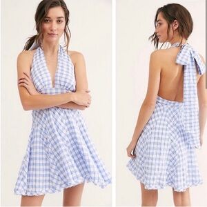Free People Gingham Halter Dress Size US 4